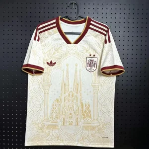 Edizione Commemorare Maglietta Calcio Spagna 2026 2027 Bianco-Versione Fan